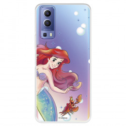 Funda para Vivo Y72 5G Oficial de Disney Ariel y Sebastián Burbujas - La Sirenita