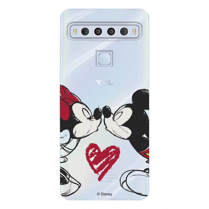 Funda para TCL 10 L Oficial de Disney Mickey y Minnie Beso - Clásicos Disney