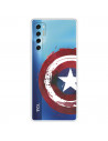 Funda para TCL 20 Pro 5G Oficial de Marvel Capitán América Escudo Transparente - Marvel