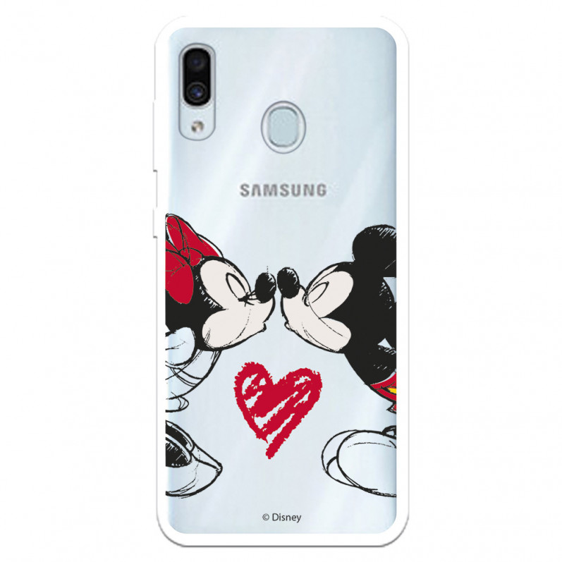 Funda para Samsung Galaxy M10 Oficial de Disney Mickey y Minnie Beso - Clásicos Disney