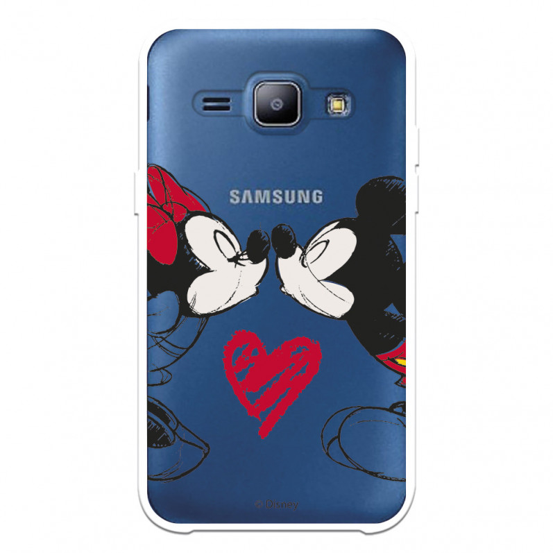 Funda para Samsung Galaxy J1 Oficial de Disney Mickey y Minnie Beso - Clásicos Disney