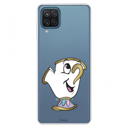 Funda para Samsung Galaxy M12 Oficial de Disney Chip Potts Silueta Transparente - La Bella y la Bestia