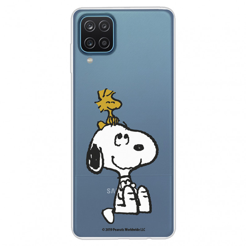 Funda para Samsung Galaxy M12 Oficial de Peanuts Woodstock y Snoopy silueta - Snoopy