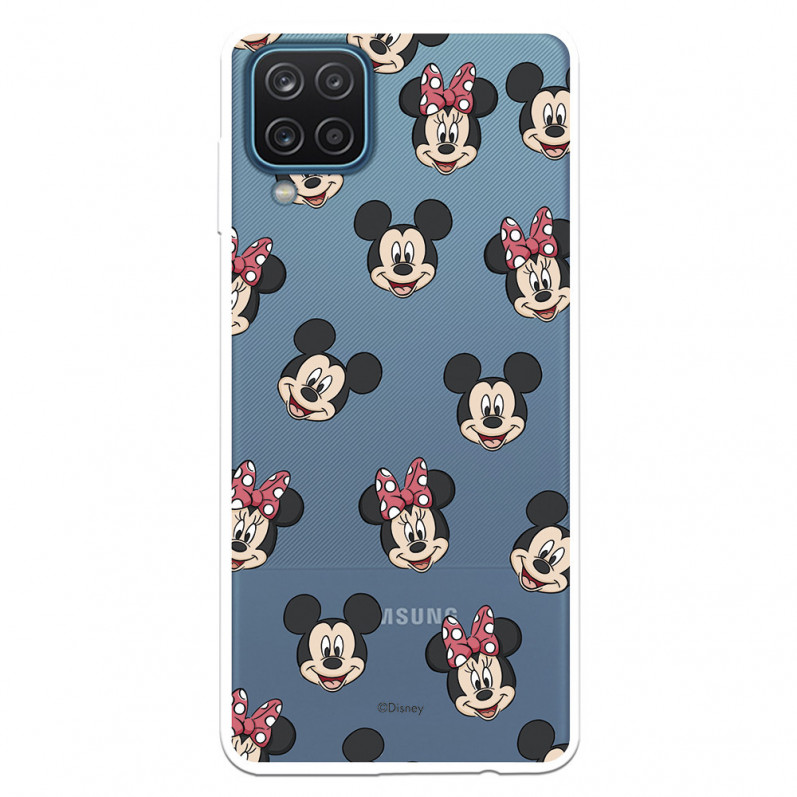 Funda para Samsung Galaxy M12 Oficial de Disney Mickey y Minnie Patrón Caras - Clásicos Disney