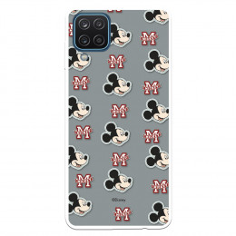 Funda para Samsung Galaxy M12 Oficial de Disney Mickey Patrón M y Cara - Clásicos Disney