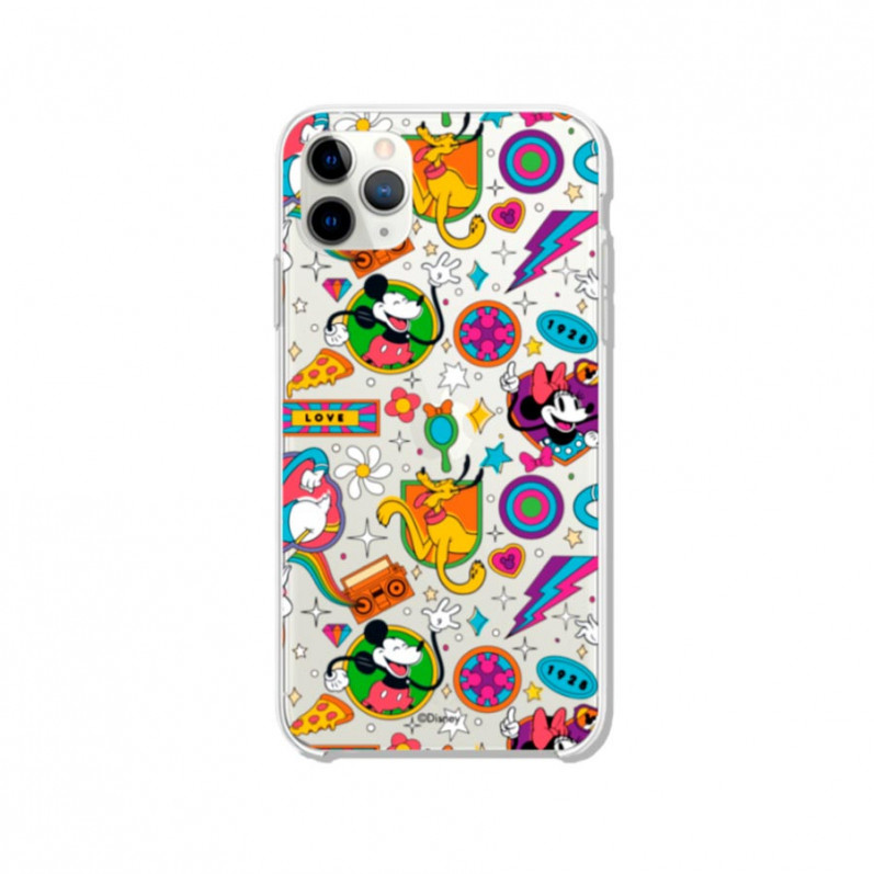 Funda para iPhone 11 Pro Max Oficial de Disney Mickey y Minnie Patrón Retro Premium - Clásicos Disney