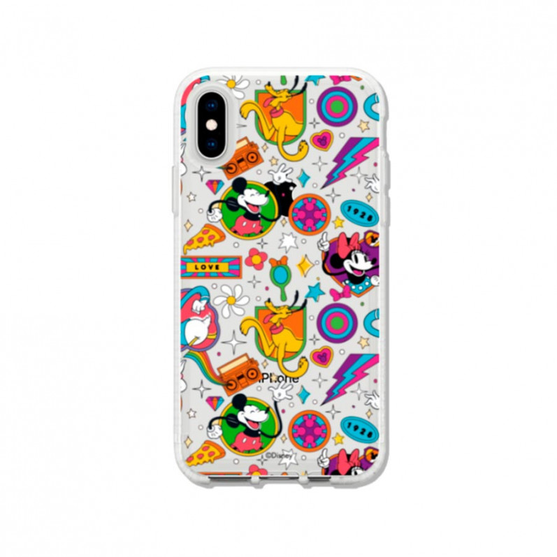 Funda para iPhone XS Oficial de Disney Mickey y Minnie Patrón Retro Premium - Clásicos Disney