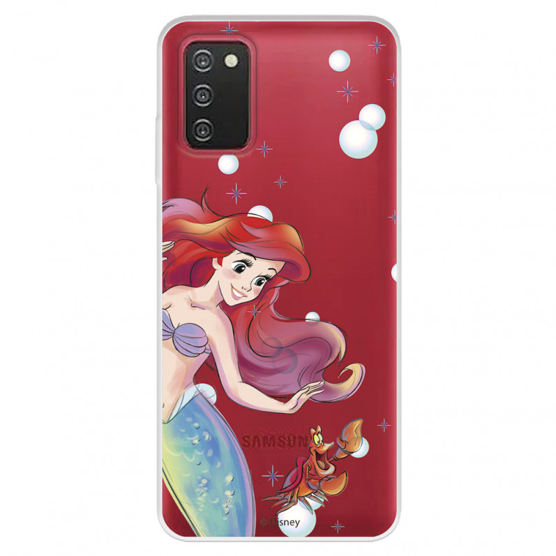 Funda para Samsung Galaxy A03s Oficial de Disney Ariel y Sebastián Burbujas - La Sirenita