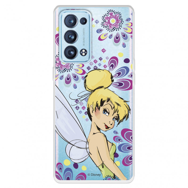 Funda para Oppo Reno6 Pro Oficial de Disney Campanilla Flores - Peter Pan