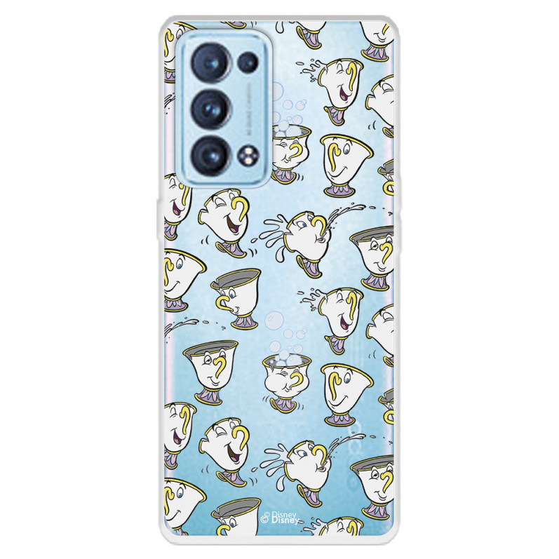 Funda para Oppo Reno6 Pro Oficial de Disney Chip Potts Siluetas - La Bella y la Bestia