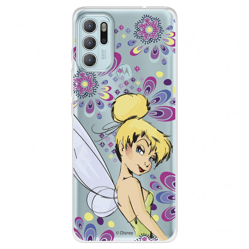 Funda para Motorola Moto G60S Oficial de Disney Campanilla Flores - Peter Pan