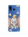 Funda para ZTE Blade A51 Oficial de Disney Dumbo Silueta Transparente - Dumbo