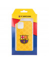 Funda para iPhone 13 Mini del Barcelona Escudo Mes que un Club Fondo Amarillo - Licencia Oficial FC Barcelona