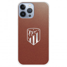 Funda para iPhone 13 Pro Max del Atleti Escudo Plateado Fondo - Licencia Oficial Atlético de Madrid