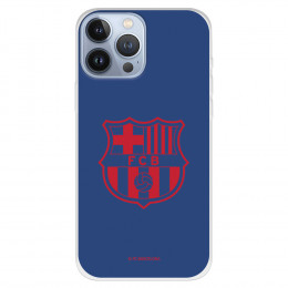 Funda para iPhone 13 Pro Max del Barcelona Escudo Rojo Fondo Azul - Licencia Oficial FC Barcelona