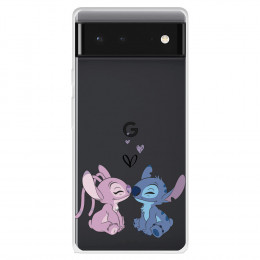 Funda para Google Pixel 6 Oficial de Disney Angel & Stitch Beso - Lilo & Stitch