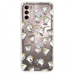 Funda para Motorola Moto G41 Oficial de Disney Chip Potts Siluetas - La Bella y la Bestia