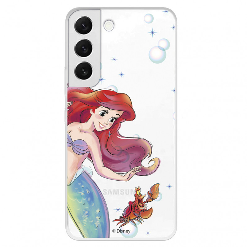 Hülle für Samsung Galaxy S22 Plus Offizielles Disney Ariel und Sébastien Bubbles - Die kleine Meerjungfrau