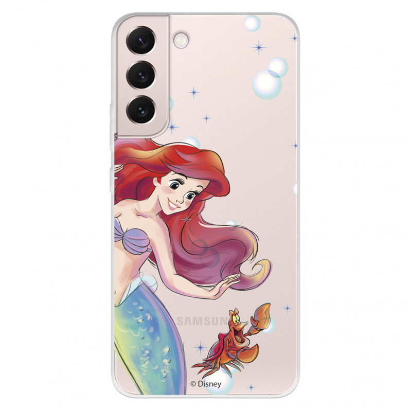 Hülle für Samsung Galaxy S22 Offizielles Disney Ariel und Sébastien Bubbles - Die kleine Meerjungfrau