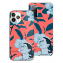 Offizielle Frida Kahlo-Hülle – Blumenhintergrund mit Frida-Illustration