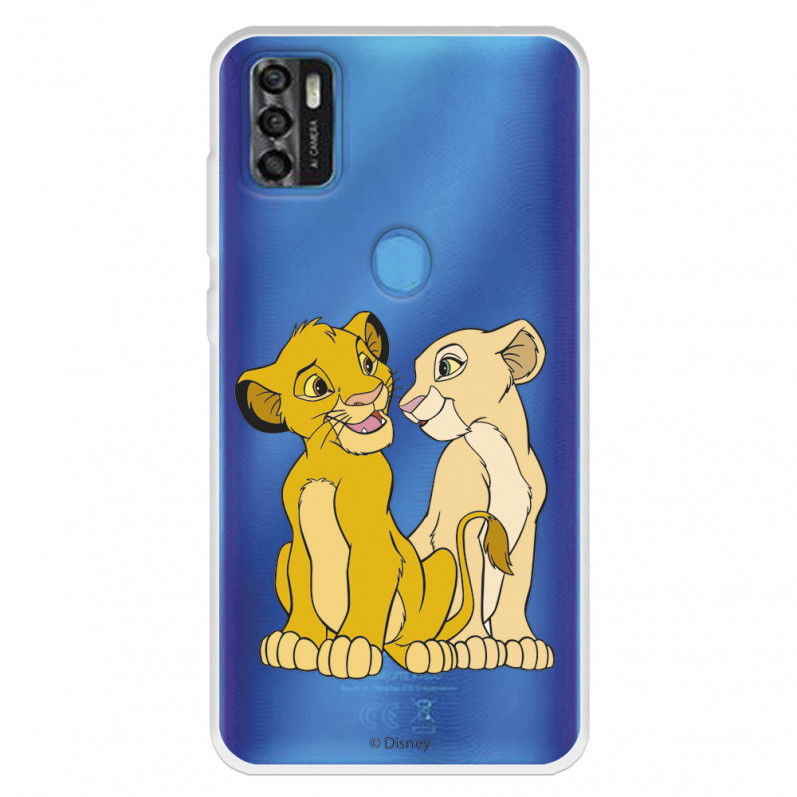 Funda para ZTE Blade A31 Oficial de Disney Simba y Nala Silueta - El Rey León