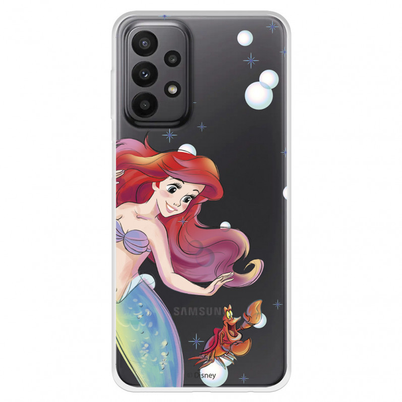 Funda para Samsung Galaxy A23 5G Oficial de Disney Ariel y Sebastián Burbujas - La Sirenita