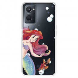 Funda para OPPO A76 Oficial de Disney Ariel y Sebastián Burbujas - La Sirenita