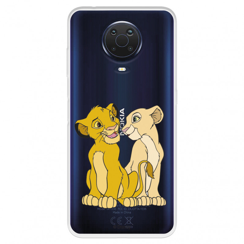 Funda para Nokia G20 Oficial de Disney Simba y Nala Silueta - El Rey León