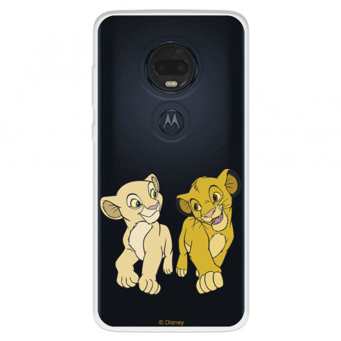 Funda para Motorola Moto G7 Oficial de Disney Simba y Nala Mirada Complice - El Rey León