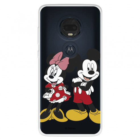 Funda para Motorola Moto G7 Oficial de Disney Mickey y Minnie Posando - Clásicos Disney