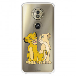 Funda para Motorola Moto G6 Play Oficial de Disney Simba y Nala Silueta - El Rey León