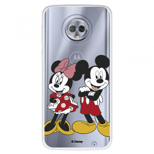 Funda para Motorola Moto G6 Plus Oficial de Disney Mickey y Minnie Posando - Clásicos Disney