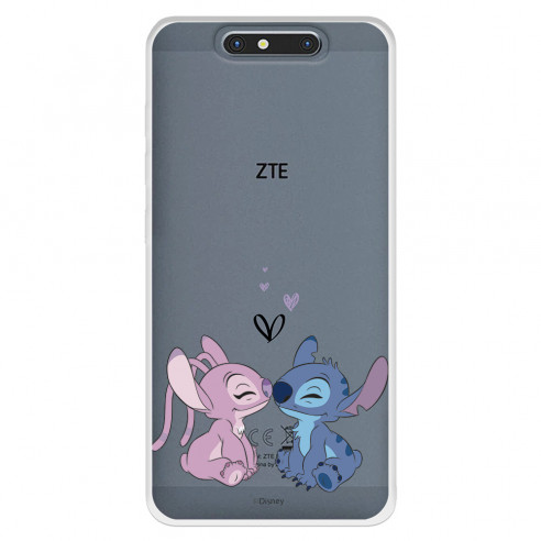 Funda para ZTE Blade V8 Oficial de Disney Angel & Stitch Beso - Lilo & Stitch