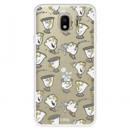 Funda para Samsung Galaxy J4 2018 Oficial de Disney Chip Potts Siluetas - La Bella y la Bestia