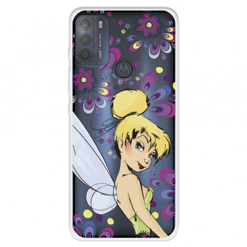 Funda para Motorola Moto G50 5G Oficial de Disney Campanilla Flores - Peter Pan