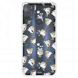 Funda para Motorola Moto G50 5G Oficial de Disney Chip Potts Siluetas - La Bella y la Bestia