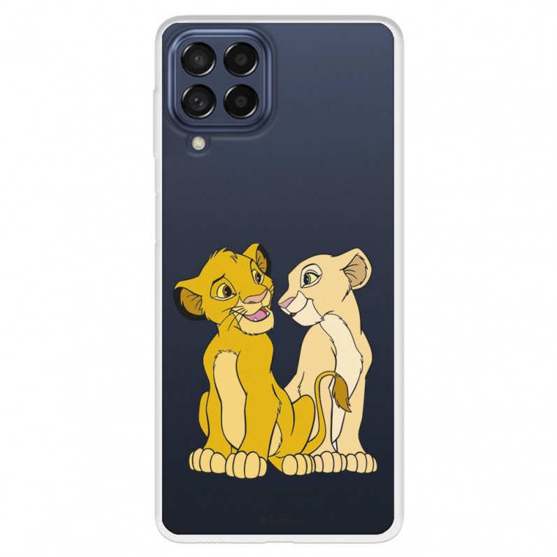 Funda para Samsung Galaxy M53 Oficial de Disney Simba y Nala Silueta - El Rey León