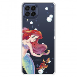 Funda para Samsung Galaxy M53 Oficial de Disney Ariel y Sebastián Burbujas - La Sirenita