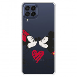 Funda para Samsung Galaxy M53 Oficial de Disney Mickey y Minnie Beso - Clásicos Disney