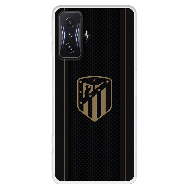 Funda para Xiaomi Poco F4 GT del Atlético de Madrid Escudo Dorado Fondo Negro - Licencia Oficial Atlético de Madrid