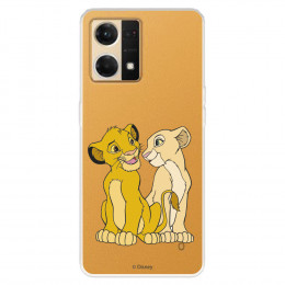 Funda para Oppo Reno 7 4G Oficial de Disney Simba y Nala Silueta - El Rey León