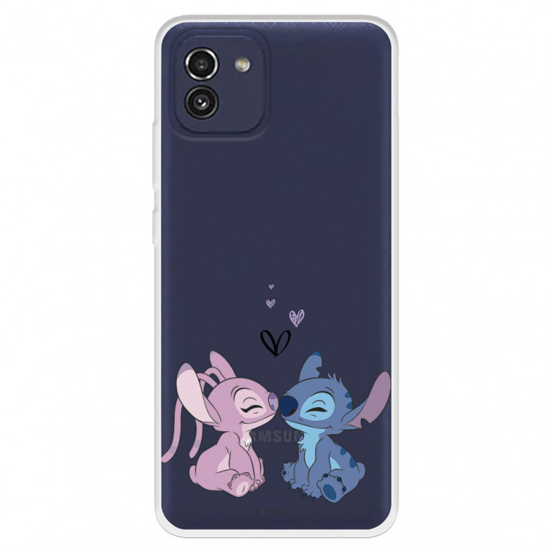 Funda para Samsung Galaxy A03 Oficial de Disney Angel & Stitch Beso - Lilo & Stitch