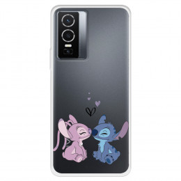 Funda para Vivo Y76 5G Oficial de Disney Angel & Stitch Beso - Lilo & Stitch