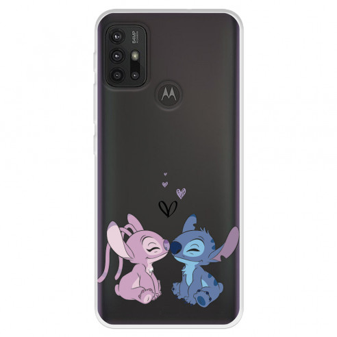 Funda para Motorola Moto G30 Oficial de Disney Angel & Stitch Beso - Lilo & Stitch