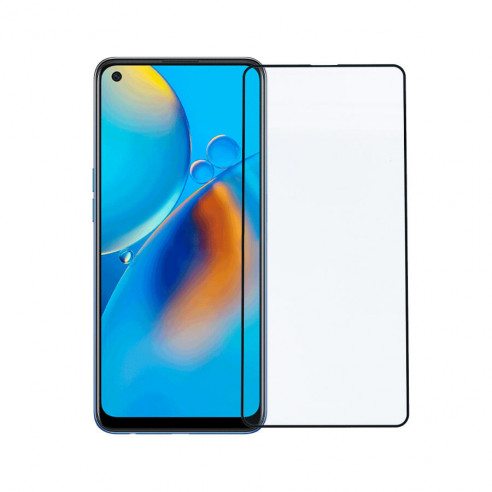 Komplettes schwarzes gehärtetes Glas für Oppo A74 4G