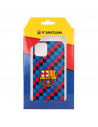 Funda para IPhone 14 Max del FC Barcelona Escudo Fondo Cuadros  - Licencia Oficial FC Barcelona