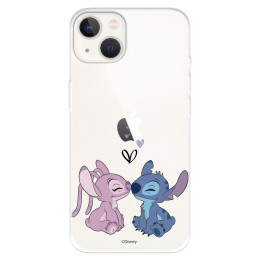 Funda para IPhone 14 Oficial de Disney Angel & Stitch Beso - Lilo & Stitch