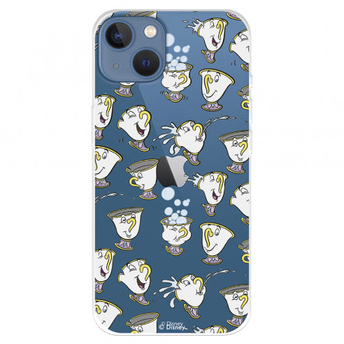 Funda para IPhone 14 Max Oficial de Disney Chip Potts Siluetas - La Bella y la Bestia