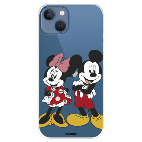 Funda para IPhone 14 Max Oficial de Disney Mickey y Minnie Posando - Clásicos Disney