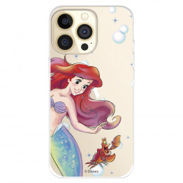 Funda para IPhone 14 Pro Oficial de Disney Ariel y Sebastián Burbujas - La Sirenita